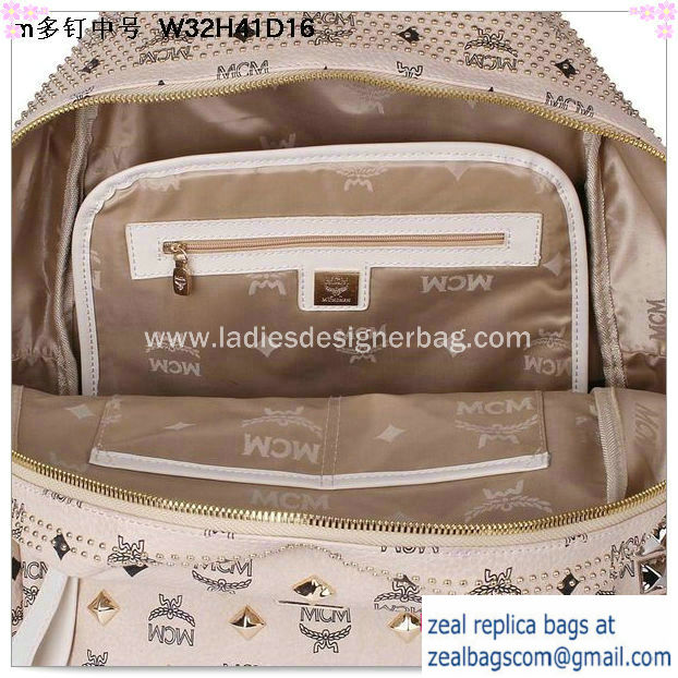High Quality Replica MCM Medium Stark Front Studs Backpack MC4237 Beige - Click Image to Close